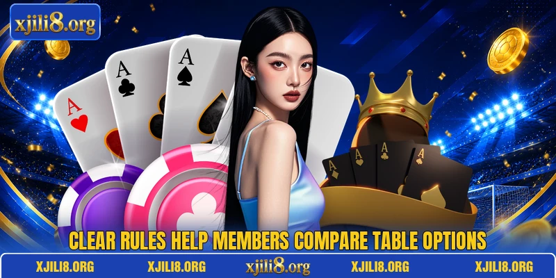 Clear rules help members compare table options Clear rules help members compare table options