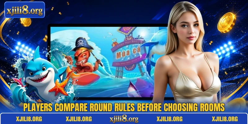 Players compare round rules before choosing rooms Players compare round rules before choosing rooms